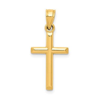 Image of 10K Yellow Gold Polished Hollow Cross Pendant