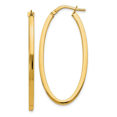 Image of 41mm 10k Yellow Gold Polished Oval Hinged Hoop Earrings 10LE191