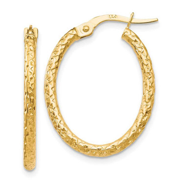 Image of 26mm 10k Yellow Gold Polished Shiny-Cut Oval Hoop Earrings