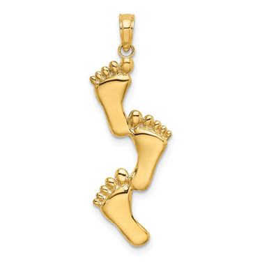 Image of 10K Yellow Gold Polished Triple Vertical Feet Pendant