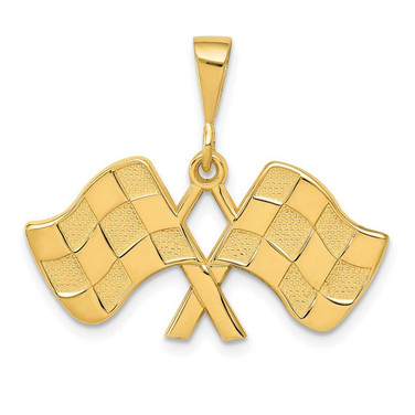Image of 10K Yellow Gold Racing Flags Pendant