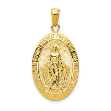 Image of 10K Yellow Gold Satin and Polished Finish Miraculous Medal Pendant