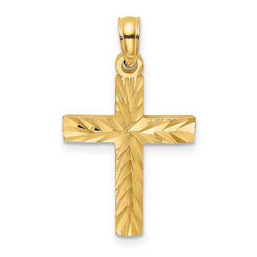 Image of 10k Yellow Gold Shiny-Cut Block Cross Pendant