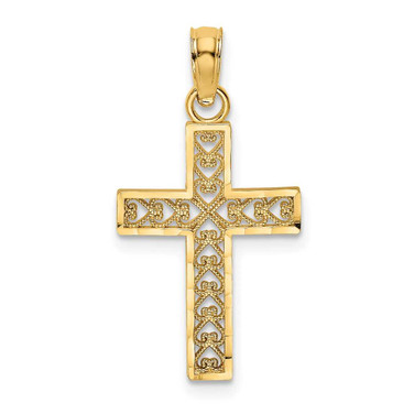 Image of 10k Yellow Gold Shiny-Cut Filigree Cross Pendant 10K8602