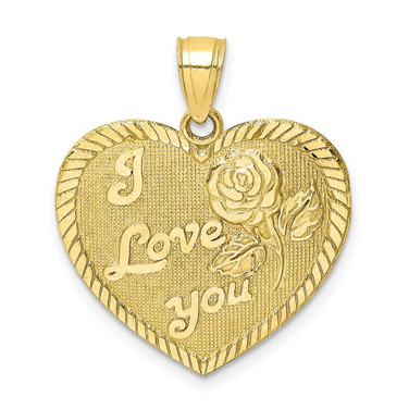 Image of 10k Yellow Gold Shiny-Cut I Love You Heart Pendant