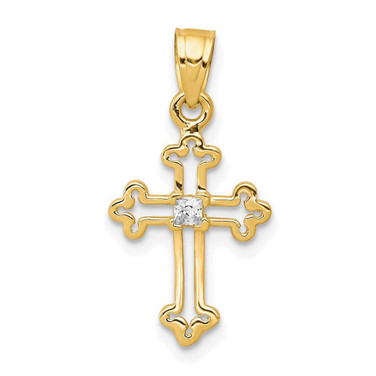 Image of 10k Yellow Gold Small CZ Cross Pendant 10C1134