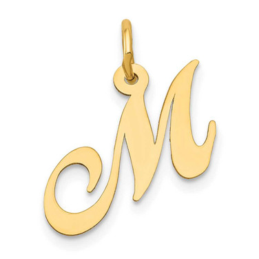 Image of 10K Yellow Gold Small Fancy Script Initial M Charm