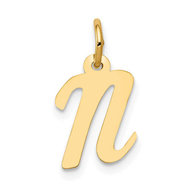 Image of 10K Yellow Gold Small Script Initial N Charm 10YC658N