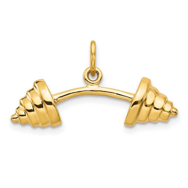 Image of 10K Yellow Gold Solid Barbell Charm