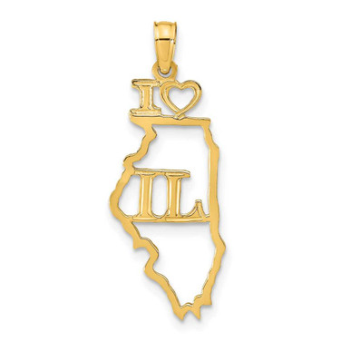 Image of 10k Yellow Gold Solid Illinois State Pendant