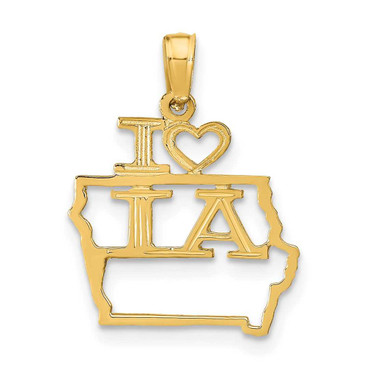 Image of 10k Yellow Gold Solid Iowa State Pendant