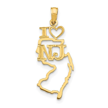 Image of 10k Yellow Gold Solid New Jersey State Pendant