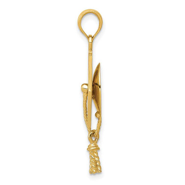 10K Yellow Gold Solid Polished 3 D Graduation Cap Pendant at