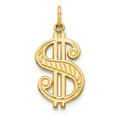Image of 10K Yellow Gold Solid Polished Dollar Sign Charm