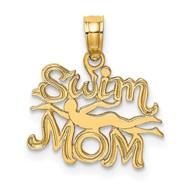 Image of 10K Yellow Gold SWIM MOM w/Swimmer Pendant