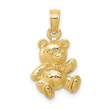 Image of 10k Yellow Gold Teddy Bear With Bow Tie Pendant