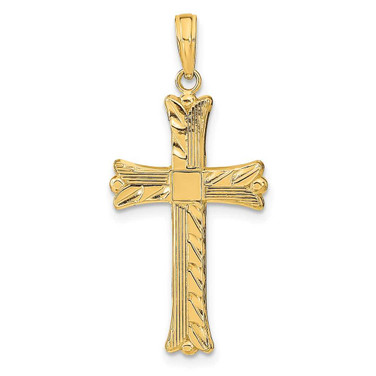 Image of 10K Yellow Gold Textured w/Square Center Cross Pendant