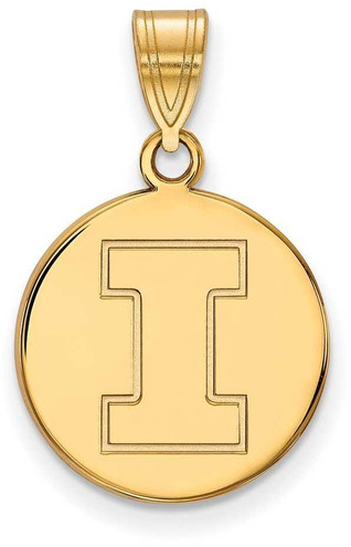 Image of 10K Yellow Gold University of Illinois Medium Disc Pendant by LogoArt