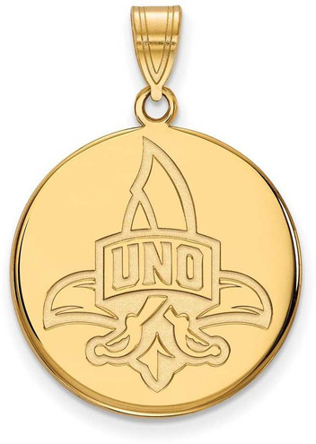 Image of 10K Yellow Gold University of New Orleans Large Disc Pendant by LogoArt 1Y018UNO