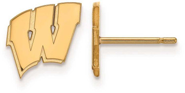 Image of 10K Yellow Gold University of Wisconsin X-Small Post Earrings LogoArt (1Y008UWI)