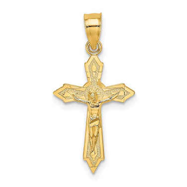 Image of 10k Yellow Gold w/ Arrow Pointed Ends Crucifix Pendant