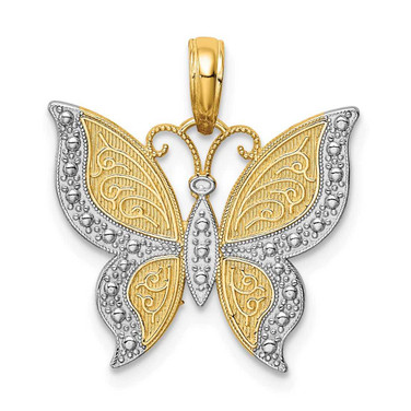 Image of 10k Yellow Gold with Rhodium-Plating Butterfly Pendant 10K4242