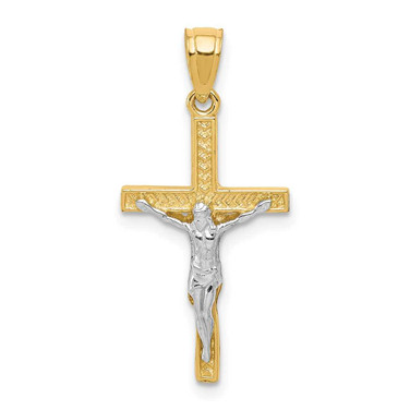 Image of 10k Yellow Gold with Rhodium-Plating Crucifix Pendant 10C1050