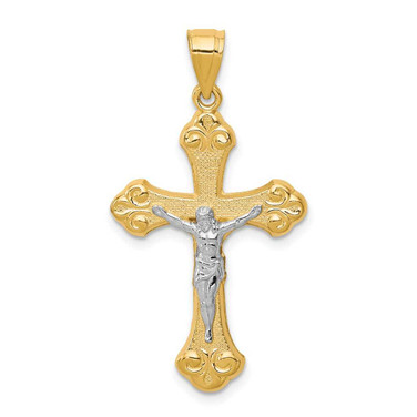 Image of 10k Yellow Gold with Rhodium-Plating Crucifix Pendant 10C1080