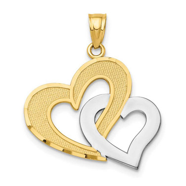Image of 10k Yellow Gold with Rhodium-Plating Double Heart Pendant