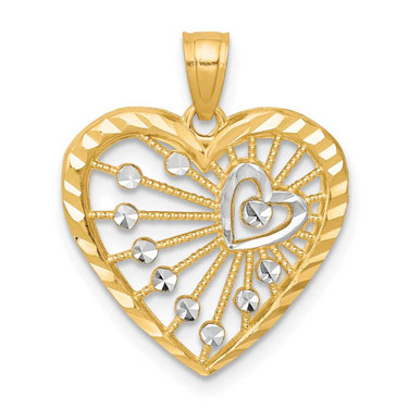 Image of 10k Yellow Gold with Rhodium-Plating Heart Pendant 10C941