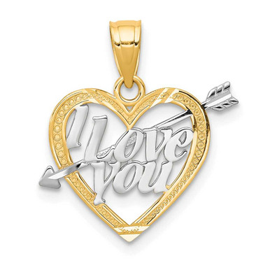 Image of 10k Yellow Gold with Rhodium-Plating I Love You Heart Pendant