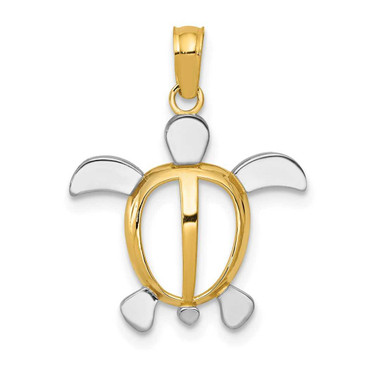 Image of 10k Yellow Gold with Rhodium-Plating Turtle Pendant