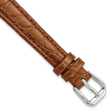 Image of 12mm 6.75" Havana Alligator Style Grain Leather Silver-tone Buckle Watch Band