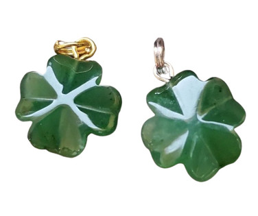 13mm Genuine Natural Nephrite Jade Four Leaf Clover Charm