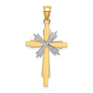 Image of 14k Gold with Rhodium 2-D Fashion Cross Pendant