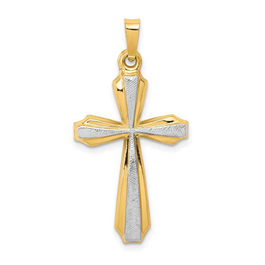 Image of 14k Gold with Rhodium Textured and Polished Passion Cross Pendant