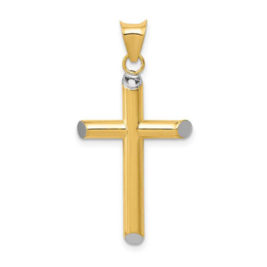 Image of 14k Gold with Rhodium-Plating 3-D Hollow Cross Pendant K3616