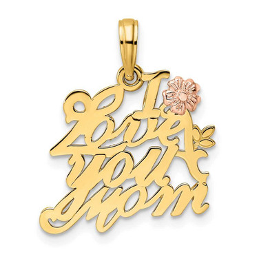 Image of 14K Rose & Yellow Gold I Love You Mom Pendant