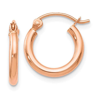 Image of 13mm 14k Rose Gold 2mm Polished Hoop Earrings LE884