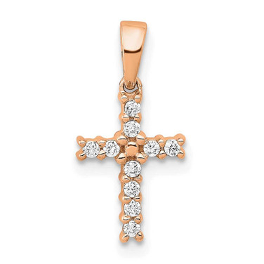 Image of 14K Rose Gold Diamond Latin Cross Pendant Image of 14K Rose Gold Diamond Latin Cross Pendant