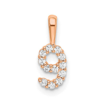 Image of 14K Rose Gold Diamond Number 9 Pendant