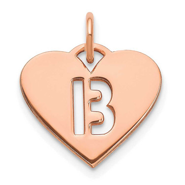 Image of 14K Rose Gold Initial Letter B Heart Initial Charm