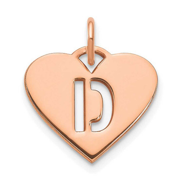Image of 14K Rose Gold Initial Letter D Heart Initial Charm