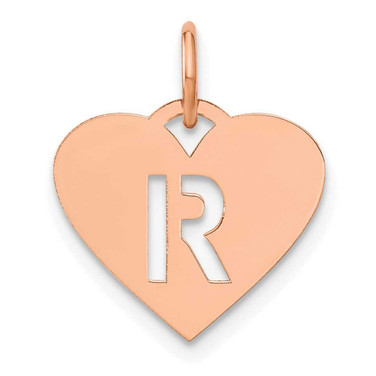Image of 14K Rose Gold Initial Letter R Heart Initial Charm