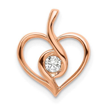 Image of 14K Rose Gold Lab Grown Diamond SI1/SI2, G H I, Bezel Open Heart Pendant