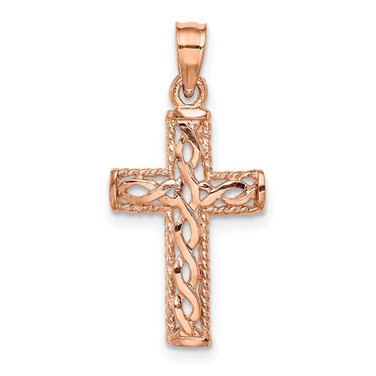 Image of 14k Rose Gold Polished Braided Cross Pendant