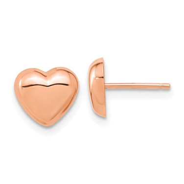 Image of 7.85mm 14k Rose Gold Polished Heart Stud Post Earrings TH968R