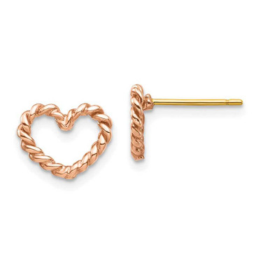 Image of 14k Rose Gold Polished Twisted Heart Post Earrings