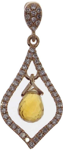 Image of 14K Rose Gold Semi Briolette Citrine Pendant (Chain NOT included)