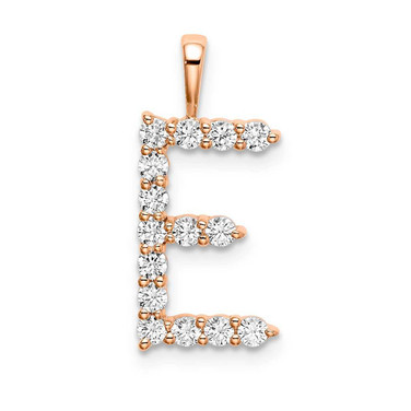 Image of 14K Rose Gold Small Initial E Diamond Pendant